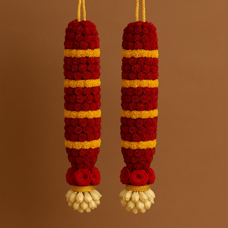 Elegant Red & Gold Wedding Garlands